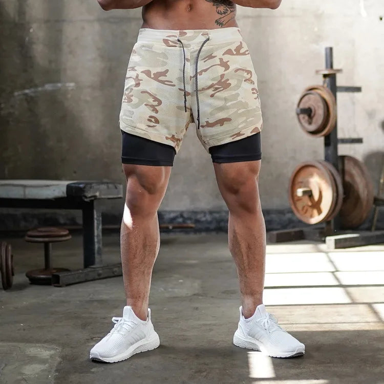 Herren Laufshorts 2-in-1 Doppeldeck-Sportshorts Sportbekleidung Gym Fitness Kurze Hosen Training Jogging Bottom Herrenbekleidung