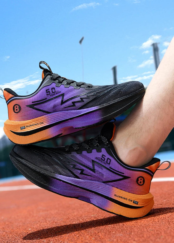 Herrenschuhe Carbon Plate Dämpfung Straßenlaufschuhe Modische bedruckte Schnür-Tennisschuhe Rutschfeste atmungsaktive Sportschuhe