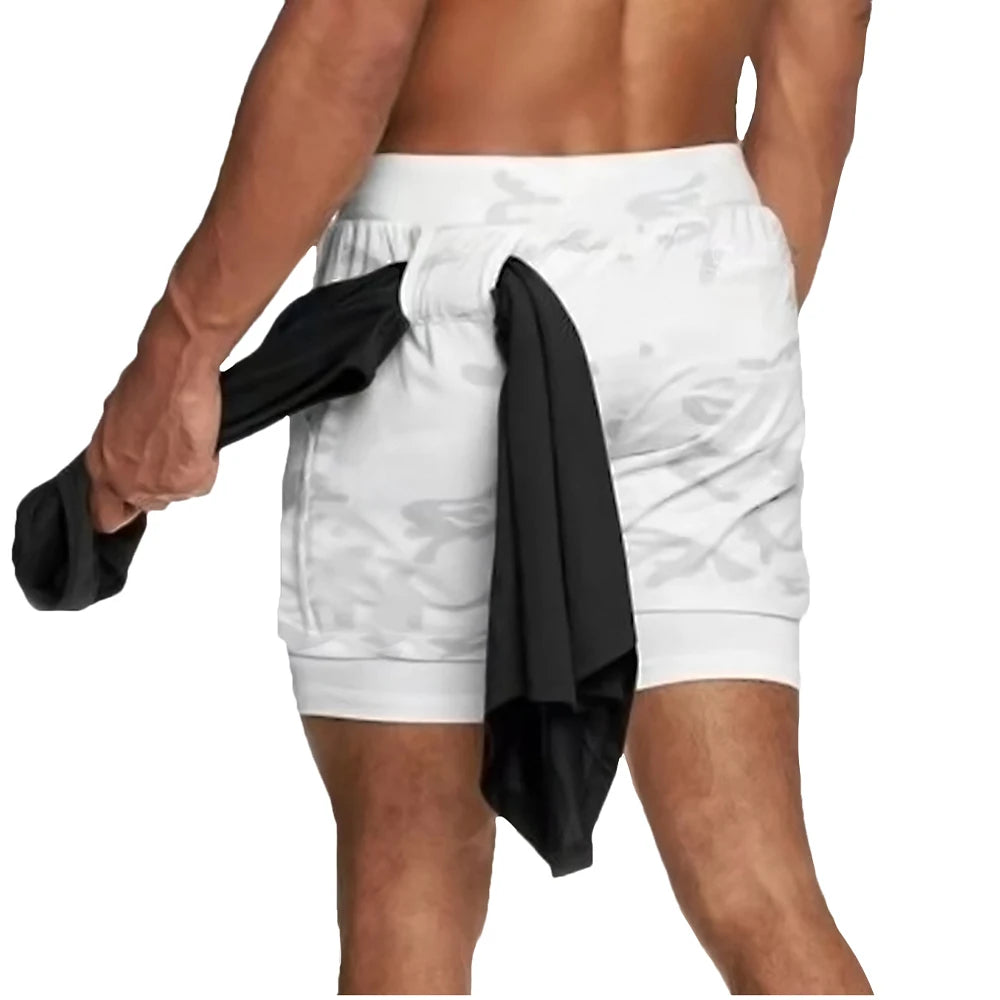 Herren Laufshorts 2-in-1 Doppeldeck-Sportshorts Sportbekleidung Gym Fitness Kurze Hosen Training Jogging Bottom Herrenbekleidung