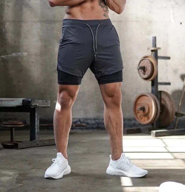 Herren Laufshorts 2-in-1 Doppeldeck-Sportshorts Sportbekleidung Gym Fitness Kurze Hosen Training Jogging Bottom Herrenbekleidung