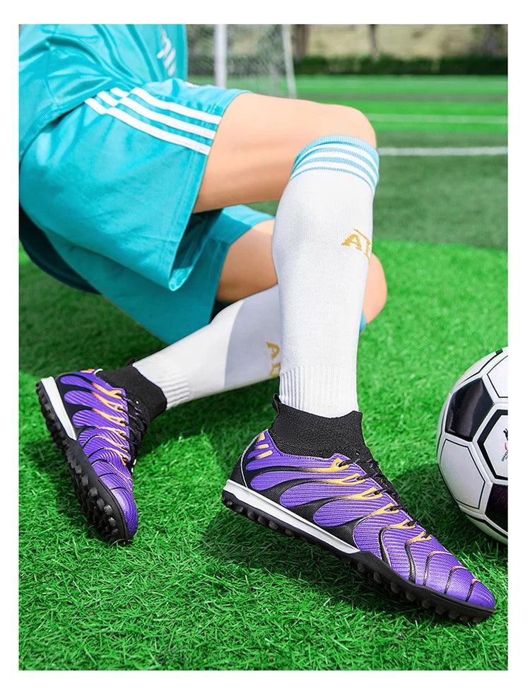 Chaussures de football cloutées pour hommes, chaussures de football pour adolescents, chaussures d'entraînement légères, TF, FG, haute qualité, danger, chaud, société, extérieur