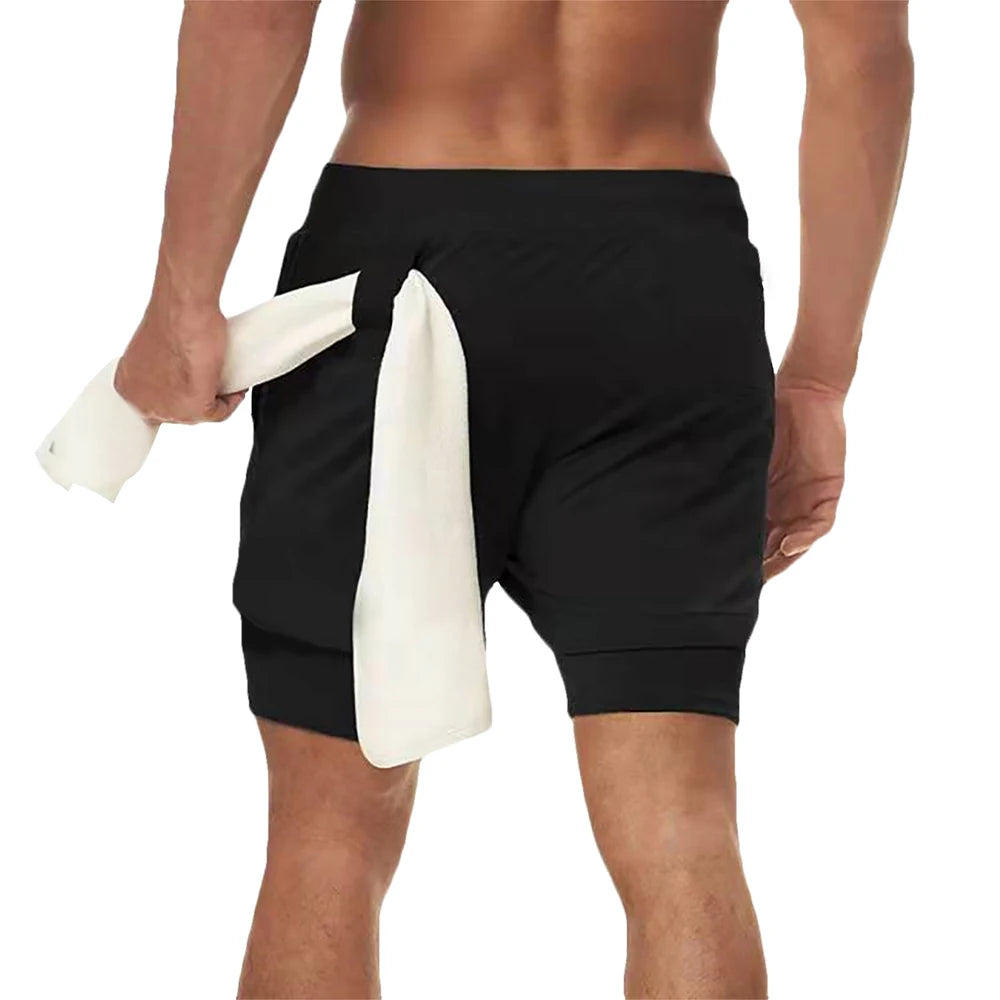 Herren Laufshorts 2-in-1 Doppeldeck-Sportshorts Sportbekleidung Gym Fitness Kurze Hosen Training Jogging Bottom Herrenbekleidung
