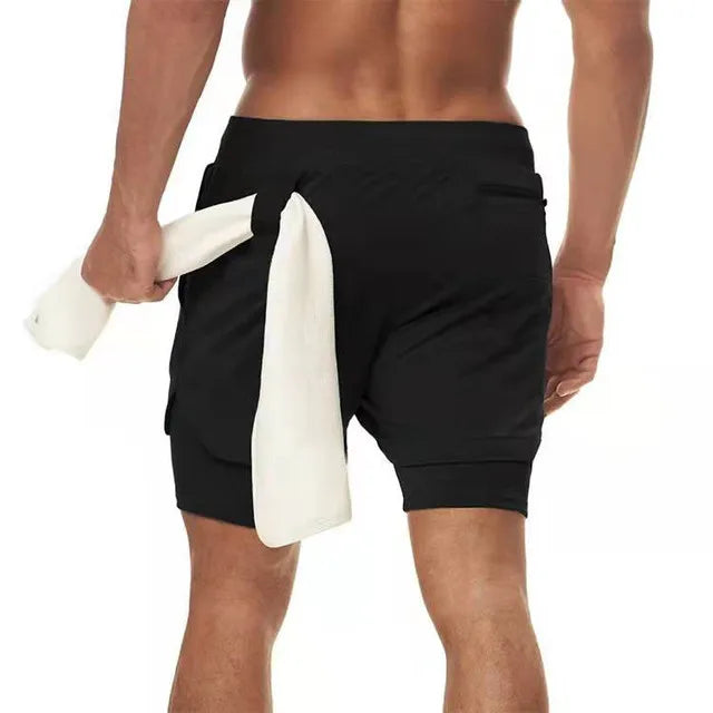 Herren Laufshorts 2-in-1 Doppeldeck-Sportshorts Sportbekleidung Gym Fitness Kurze Hosen Training Jogging Bottom Herrenbekleidung