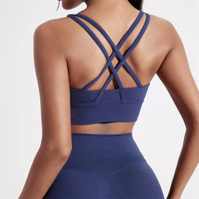 Einfarbig Frauen Kreuz zurück Fitness sport Bh hohe festigkeit Enge Top Umfassende Ausbildung Gym Yoga Unterwäsche Mit Brust Pad