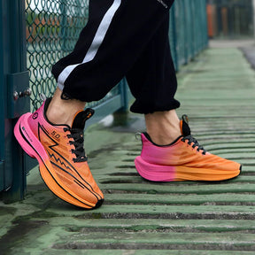 Herrenschuhe Carbon Plate Dämpfung Straßenlaufschuhe Modische bedruckte Schnür-Tennisschuhe Rutschfeste atmungsaktive Sportschuhe