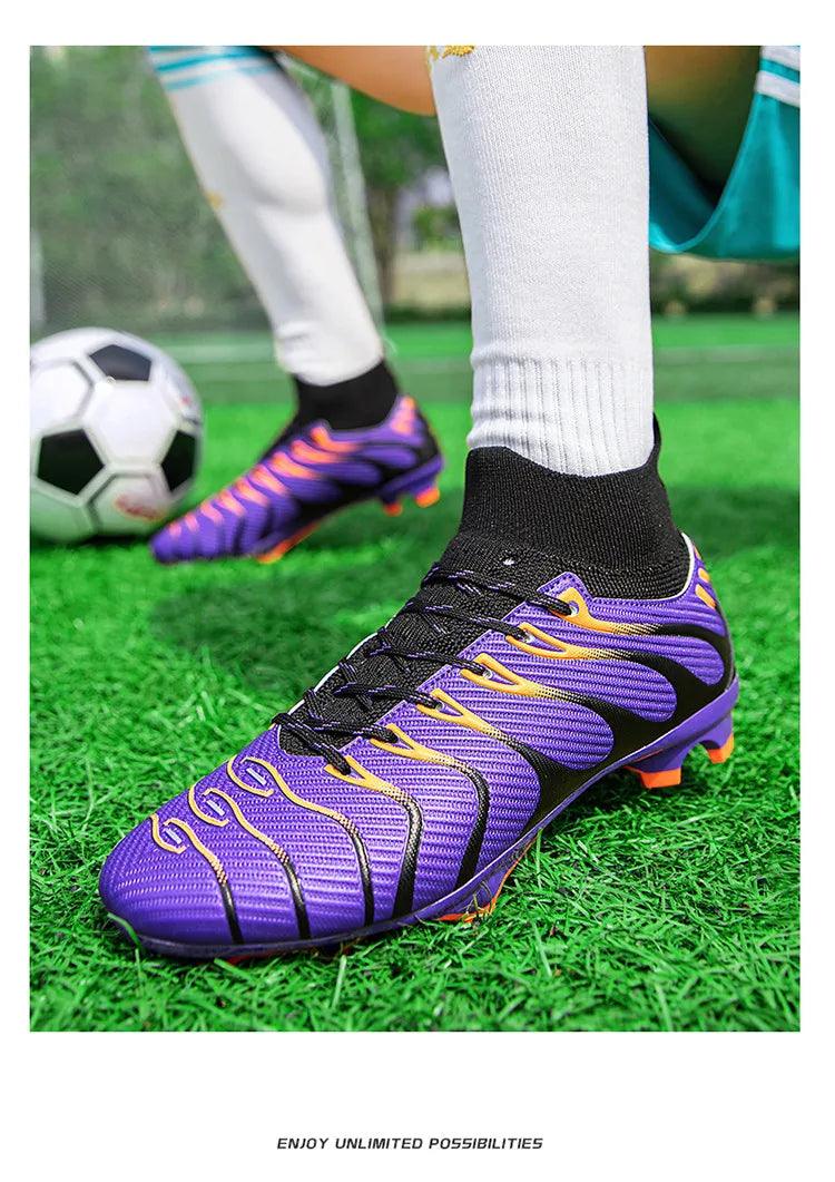 Chaussures de football cloutées pour hommes, chaussures de football pour adolescents, chaussures d'entraînement légères, TF, FG, haute qualité, danger, chaud, société, extérieur