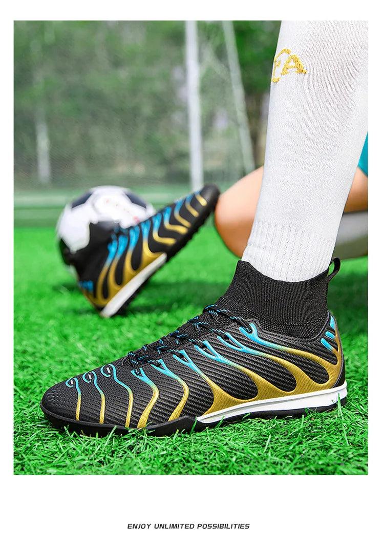 Chaussures de football cloutées pour hommes, chaussures de football pour adolescents, chaussures d'entraînement légères, TF, FG, haute qualité, danger, chaud, société, extérieur