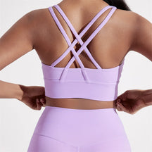 Einfarbig Frauen Kreuz zurück Fitness sport Bh hohe festigkeit Enge Top Umfassende Ausbildung Gym Yoga Unterwäsche Mit Brust Pad