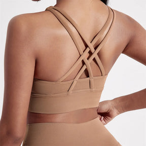 Einfarbig Frauen Kreuz zurück Fitness sport Bh hohe festigkeit Enge Top Umfassende Ausbildung Gym Yoga Unterwäsche Mit Brust Pad